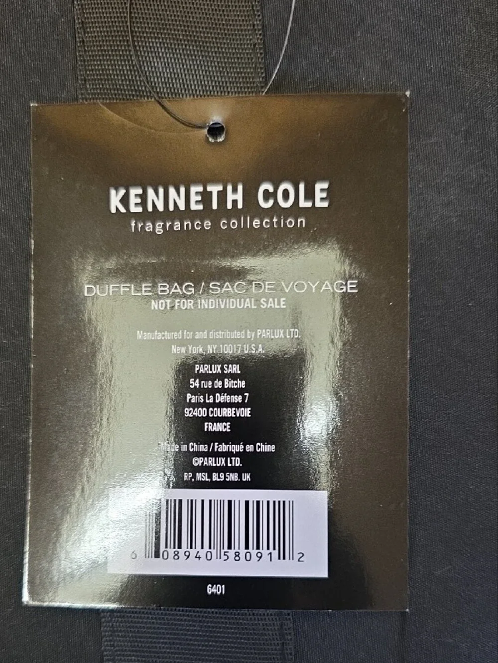 NWT Kenneth Cole Black Weekender Duffle Travel Gym Overnight Bag